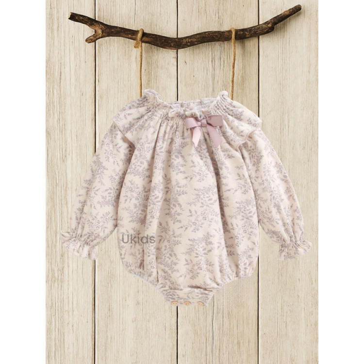 Ranita Con Estampado Floral Morado Y Lazo Malva