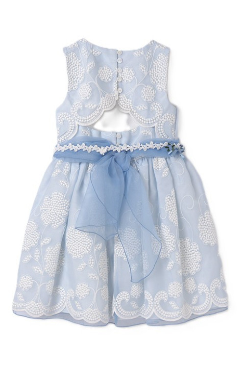 Vestido Organza Bordado Celeste