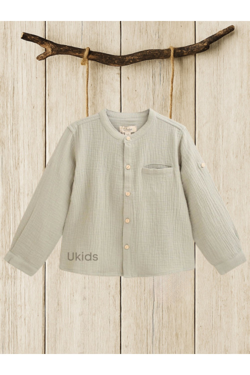 Camisa Niño Muselina Cuello Mao Verde
