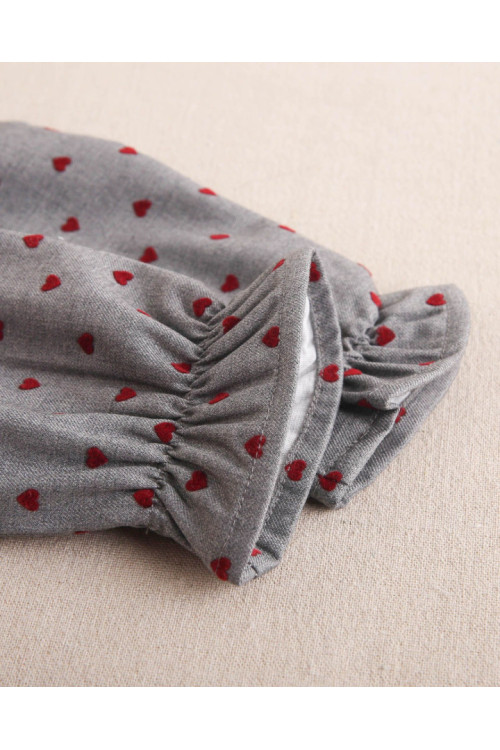 Vestido Bebé Niña Con Estampado Corazón Granate. Color Gris Oscuro