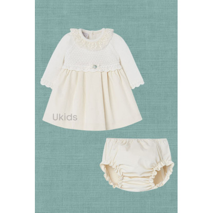 Conjunto Vestido Con Braga Crudo