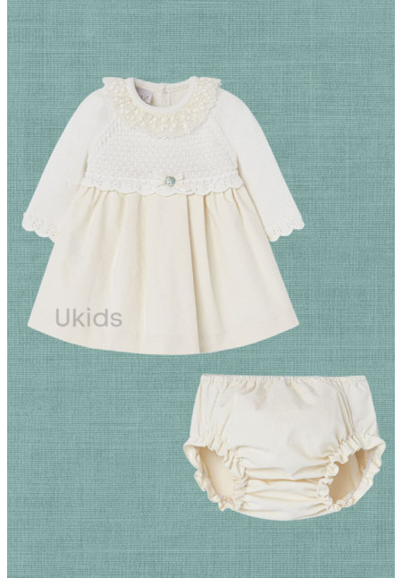 Conjunto Vestido Con Braga Crudo