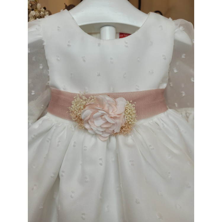 VESTIDO CEREMONIA PLUMETI GASA M/FRANCESA TUL ROSA