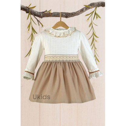 Vestido Infantil Beige Tostado N