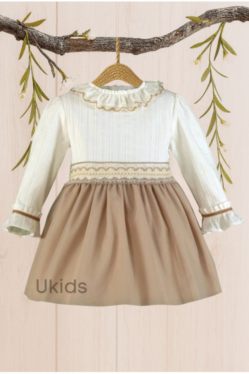 Vestido Infantil Beige Tostado N