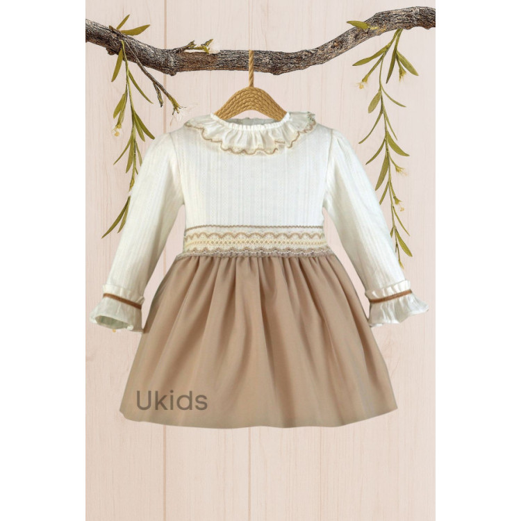Vestido Infantil Beige Tostado N
