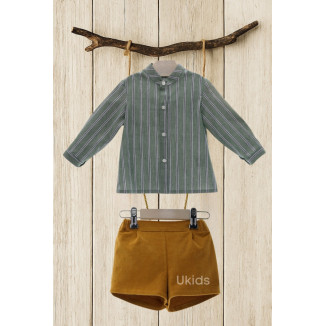 Conjunto Bebe Pantalon Corto Art.1856 'Familia Organza' Caramelo