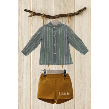 Conjunto Bebe Pantalon Corto Art.1856 'Familia Organza' Caramelo