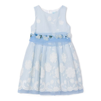 Vestido Organza Bordado Celeste