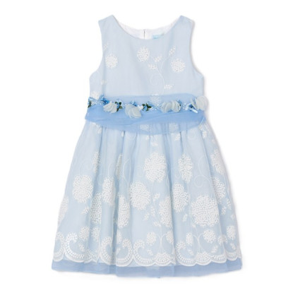 Vestido Organza Bordado Celeste