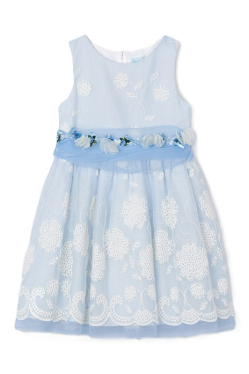 Vestido Organza Bordado Celeste