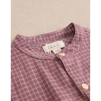 Camisa De Niño En Cuadros Y Cuello Mao Morado