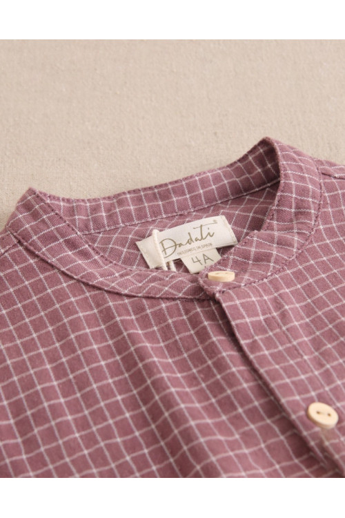 Camisa De Niño En Cuadros Y Cuello Mao Morado
