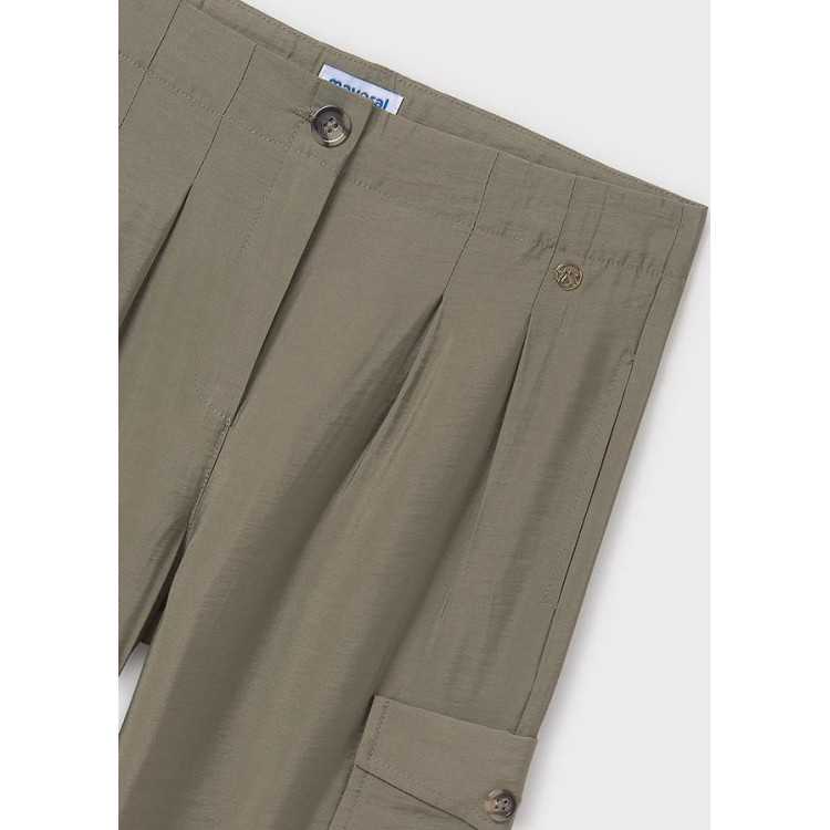 Pantalon largo fluido cargo musgo