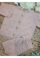 CONJUNTO BEBE TRICOT JERSEY/REBECA LENNY C/ CULETIN BODOQUE PALE ROSE rosa