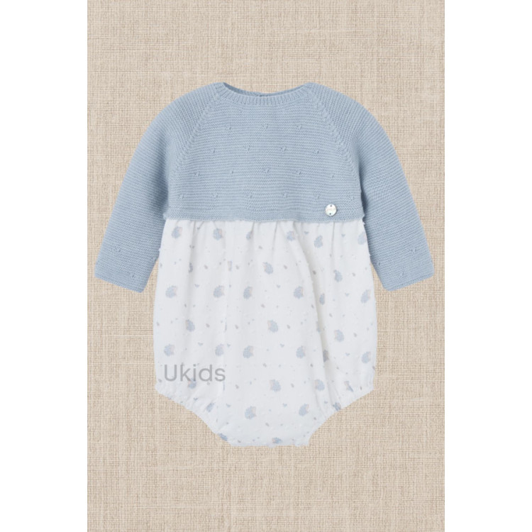 Pelele Pto/Tela Corto Plumety Estampado Azul Tiza