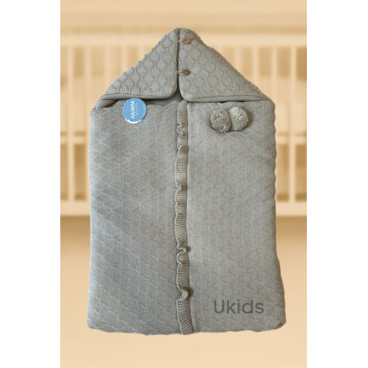 Saco Liso Rombos Capucha Beig