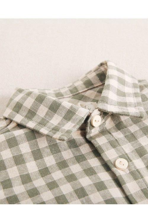 Conjunto Camisa Niño Cuadros Vichy Verde Y Beige. Pantalón Camel Chino Verde
