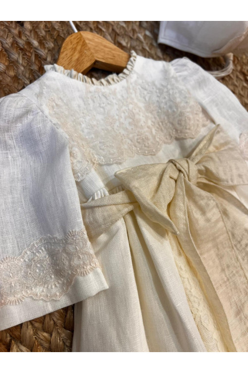 FALDÓN LINO MANGA FRANCESA beige