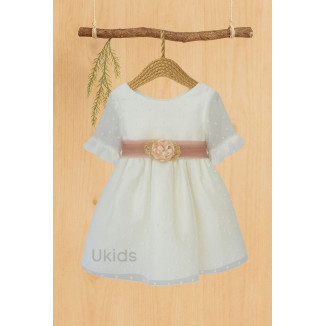 VESTIDO CEREMONIA PLUMETI GASA M/FRANCESA TUL ROSA