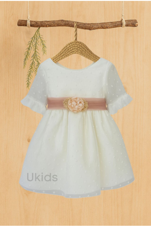 VESTIDO CEREMONIA PLUMETI GASA M/FRANCESA TUL ROSA