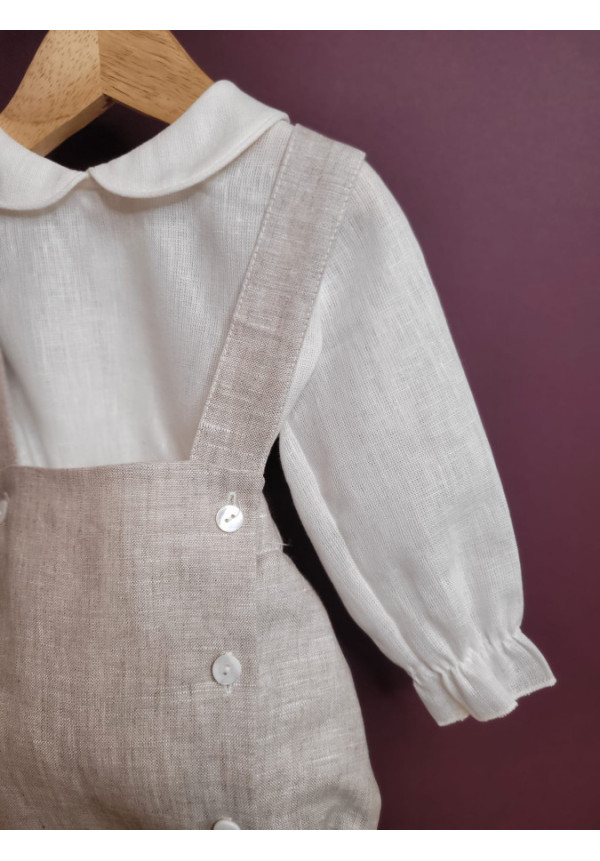 CONJUNTO PETO BEBE  M/L CERMONIA BEIGE x