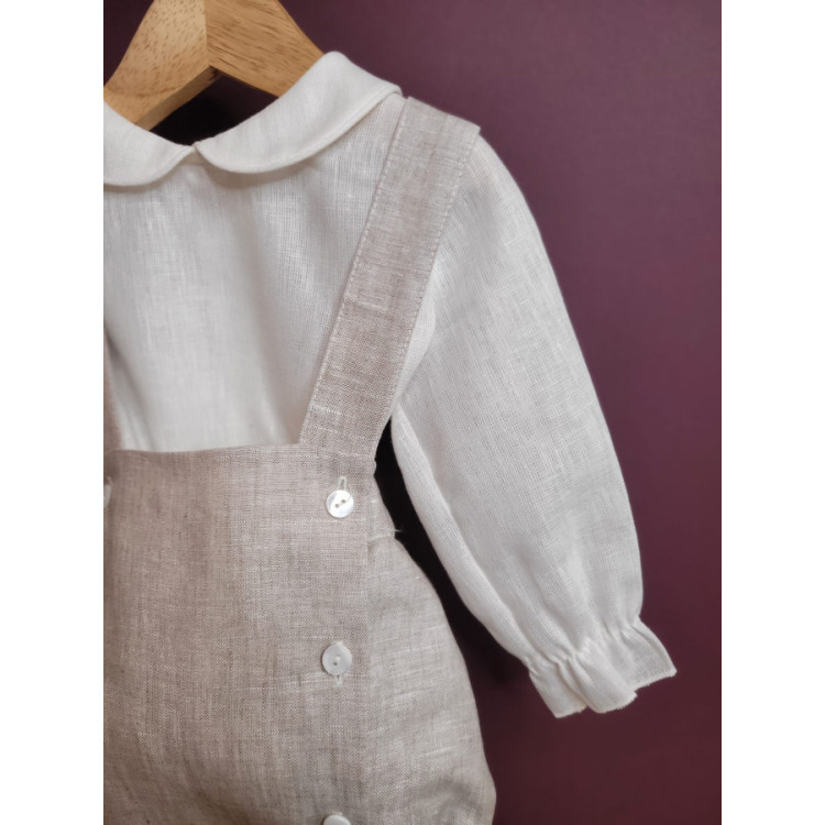 CONJUNTO PETO BEBE  M/L CERMONIA BEIGE