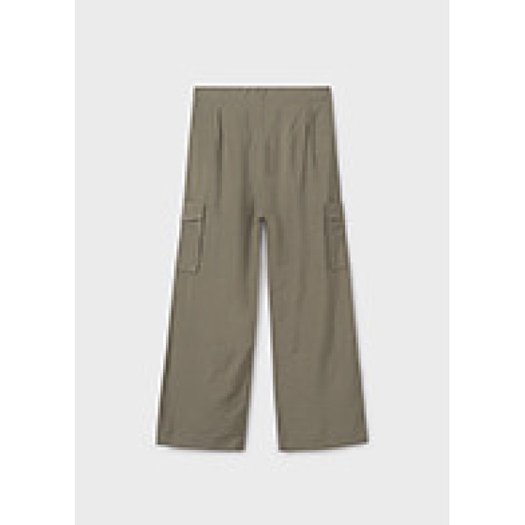 Pantalon largo fluido cargo   musgo