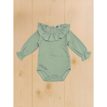 Body Bebé Cuello Volante Algodón Verde