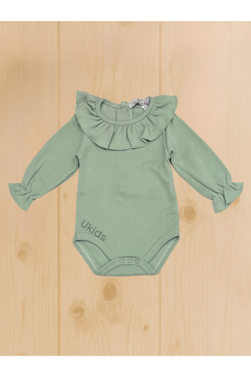 Body Bebé Cuello Volante Algodón Verde