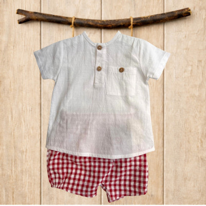 Conjunto Camisa Panadera Pantalon Vichy Rojo