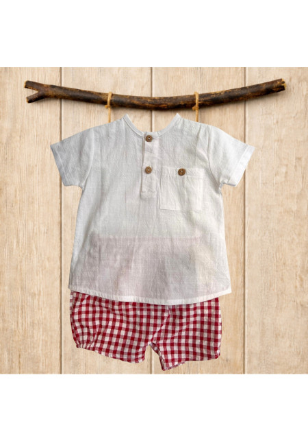 Conjunto Camisa Panadera Pantalon Vichy Rojo