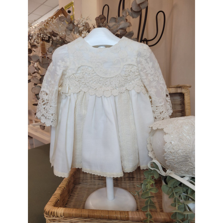 VESTIDO BAMBULA BORDADA M/FRANCESA CRUDO