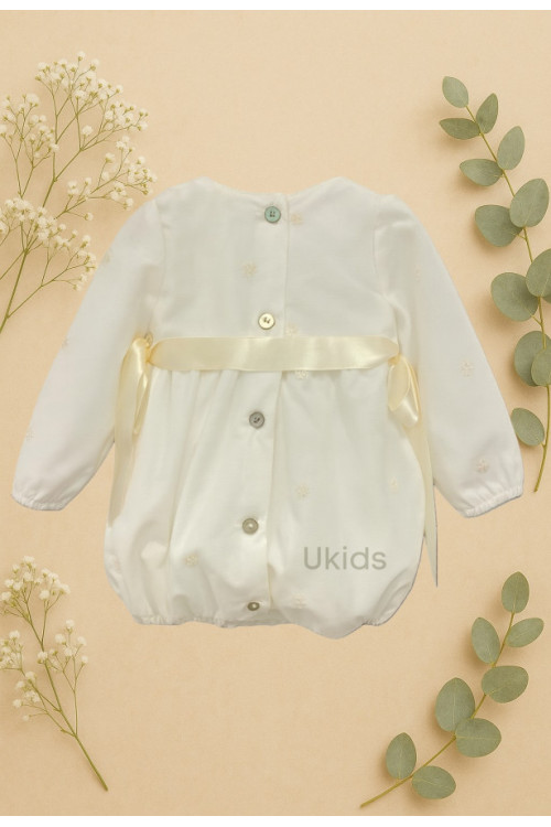 Conjunto Bautizo Faldón, Ranita Y Capota Crema