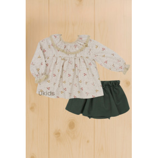 Blusa Y Falda Verde Hoja