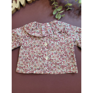 Z BLUSA FLOR GRANATE CUELLO VOLANTE granate