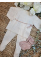 CONJUNTO JERSEY BODOQUE CREAM CINTA ROSE CON POLAINA PALE ROSE rosa