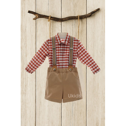 Conjunto Bebe Pant. Corto Con Tirantes Art.1855 'Familia Cretona' Calabaza