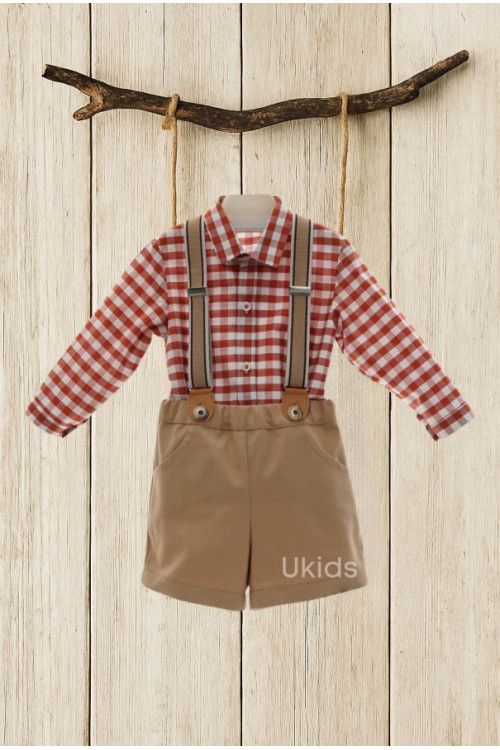 Conjunto Bebe Pant. Corto Con Tirantes Art.1855 'Familia Cretona' Calabaza