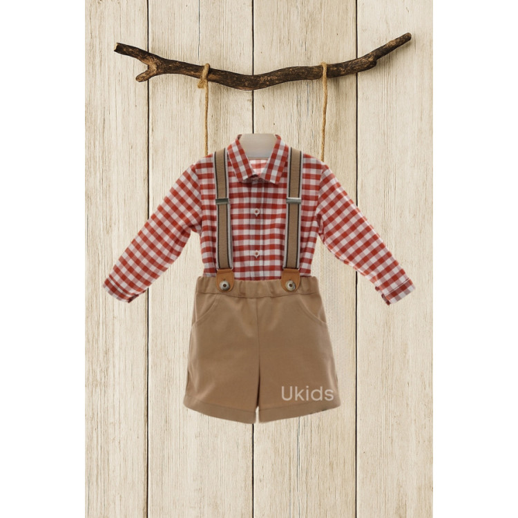 Conjunto Bebe Pant. Corto Con Tirantes Art.1855 'Familia Cretona' Calabaza
