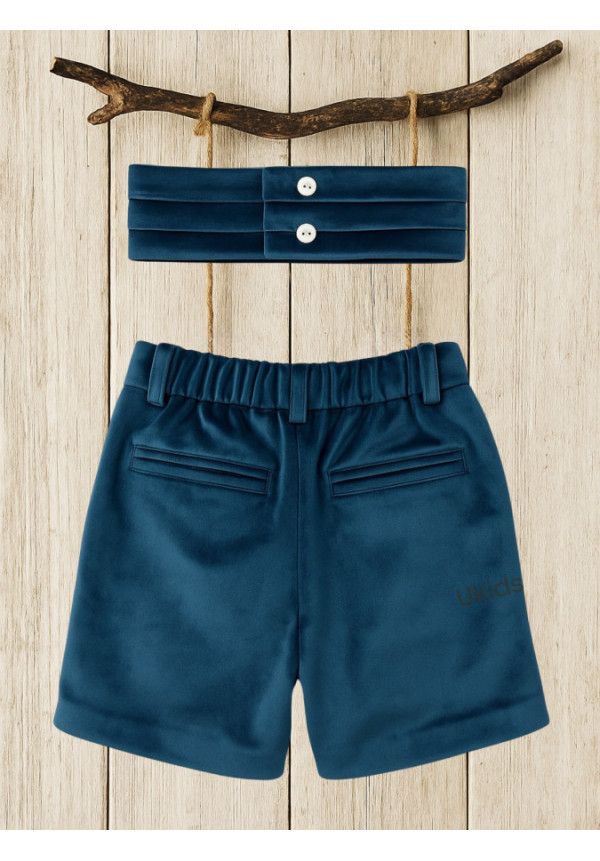 Pantalón y Fajín terciopelo Azul Lapilis