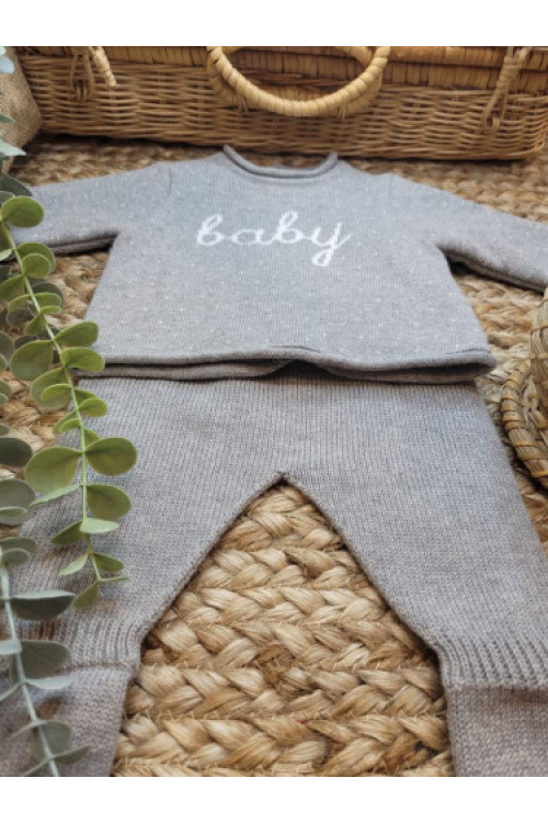 CONJUNTO PUNTO POLAINA GRIS BABY gri