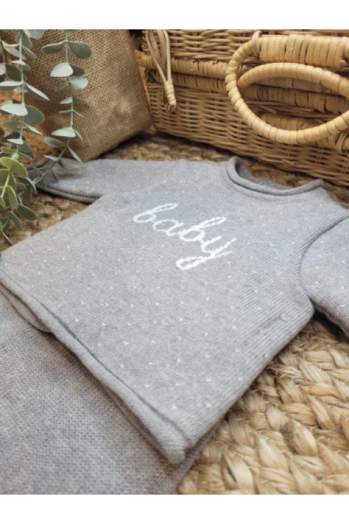 CONJUNTO PUNTO POLAINA GRIS BABY gri