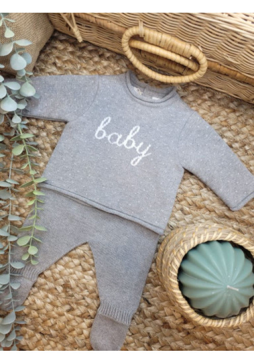 CONJUNTO PUNTO POLAINA GRIS BABY gri