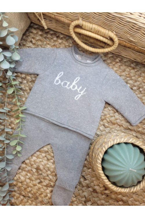 CONJUNTO PUNTO POLAINA GRIS BABY gri