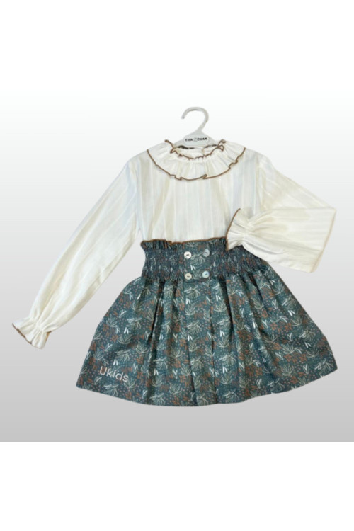 Conjunto Blusa Volante Con Falda Tablón Forest