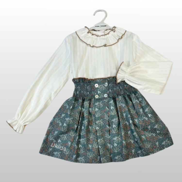 Conjunto Blusa Volante Con Falda Tablón Forest