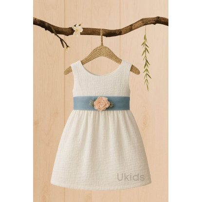 VESTIDO BÁMBULA DESMANGADO LAZO oceano