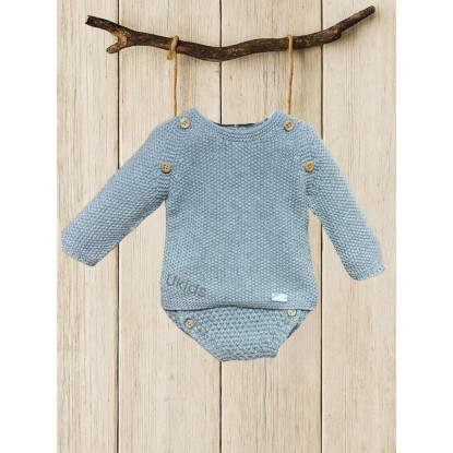 Conjunto Jersey Punto Arroz Y Braguita Gris Medio