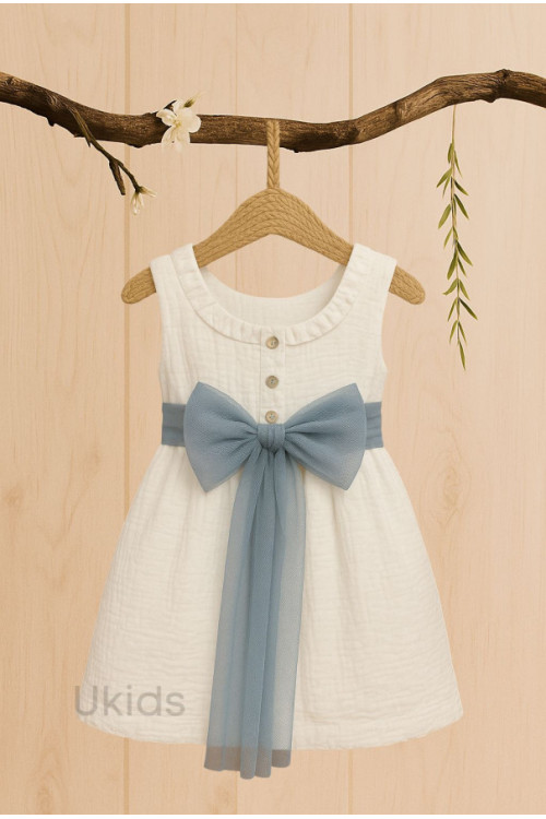 VESTIDO BÁMBULA DESMANGADO LAZO oceano